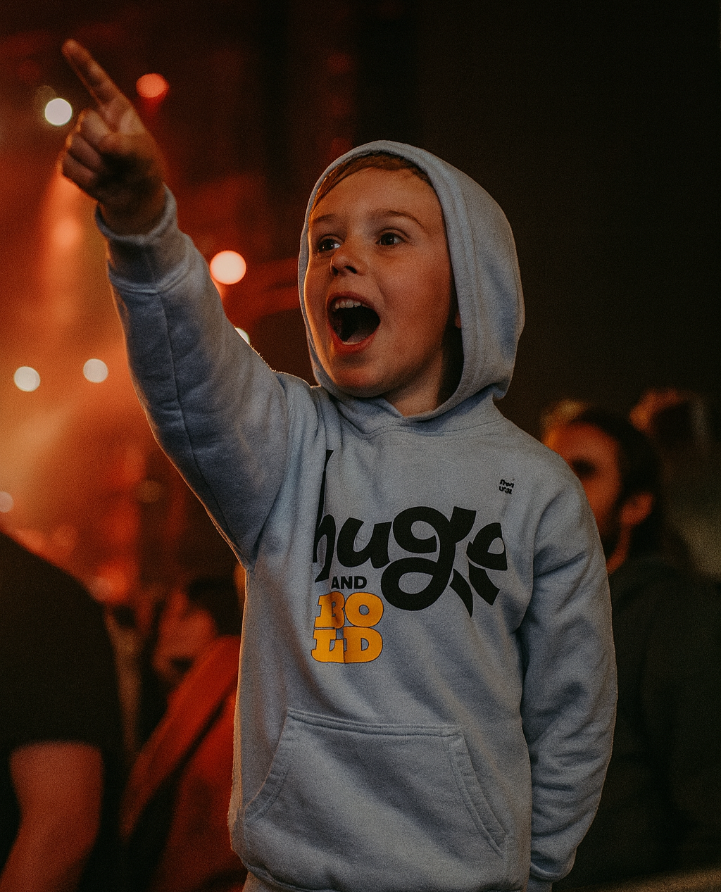 Kids Hoodie "Huge and Bold" Graphic Pullover — Playful Retro Streetwear for Boys & Girls