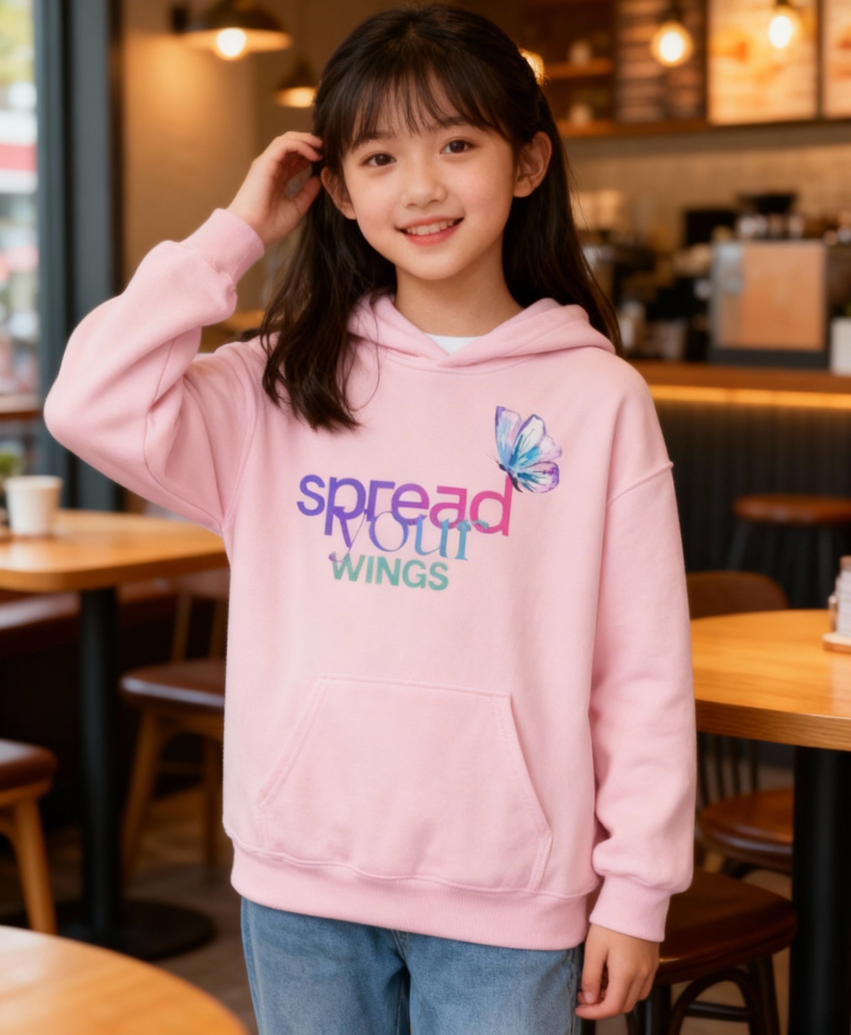 Spread Your Wings Youth Hoodie — Colorful Butterfly Graphic