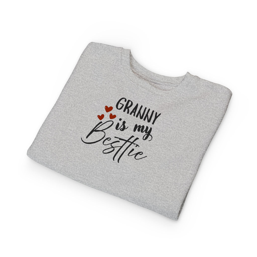 Toddler Sweatshirt - "Granny Is My Bestie" Cute Heart Sleeve Grandma Gift