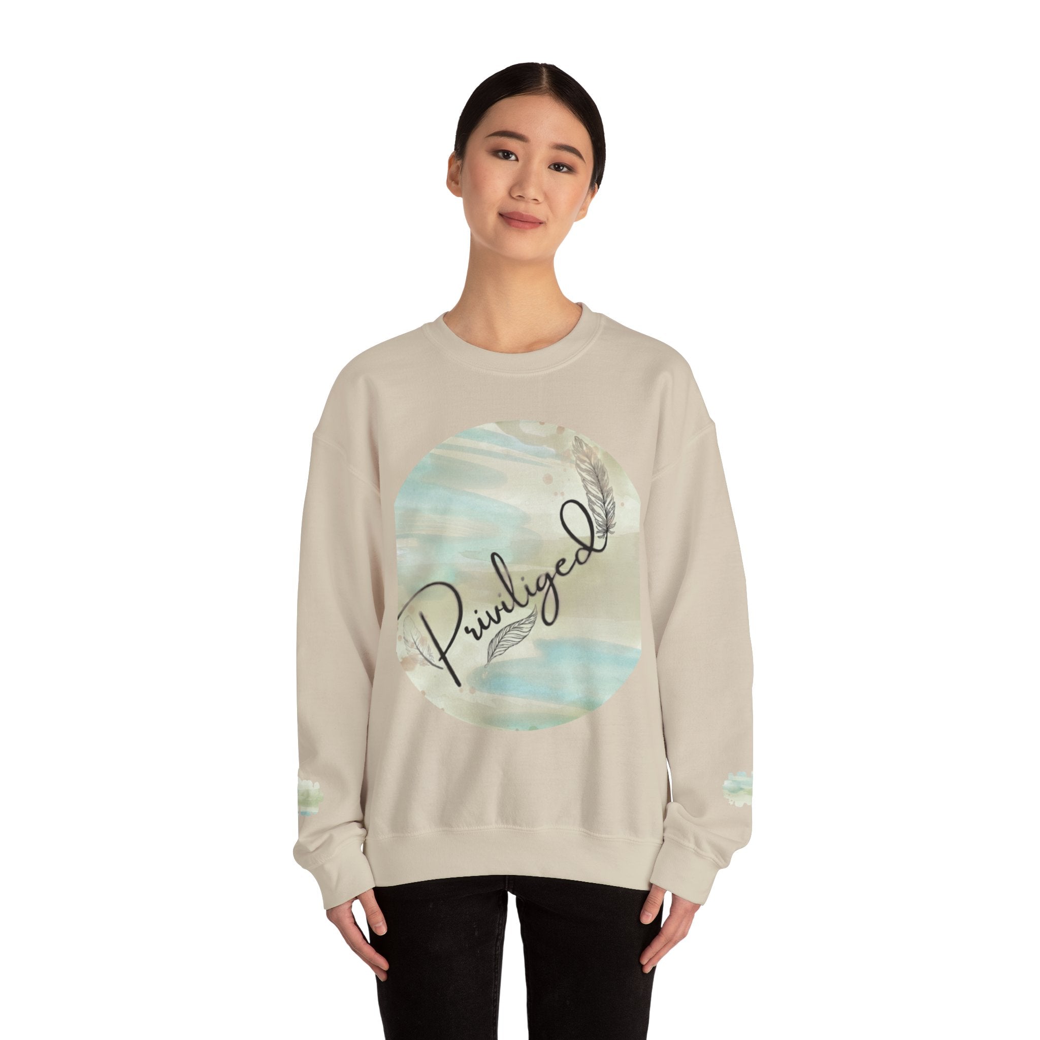 Chic Watercolor Crewneck Sweatshirt - Cozy Fashion, Unisex Design