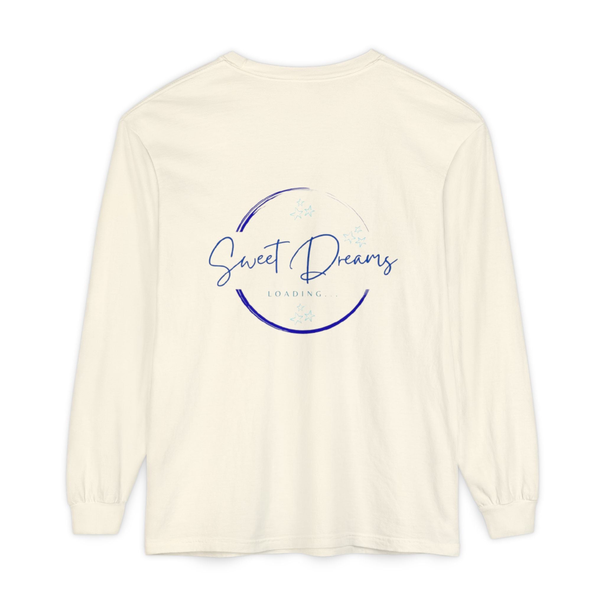 Unisex Dreamy Long Sleeve Tee, Sleep Shirt, Cozy Layer, Nightwear, Sweet Dreams, Moon Design, Relaxation Apparel