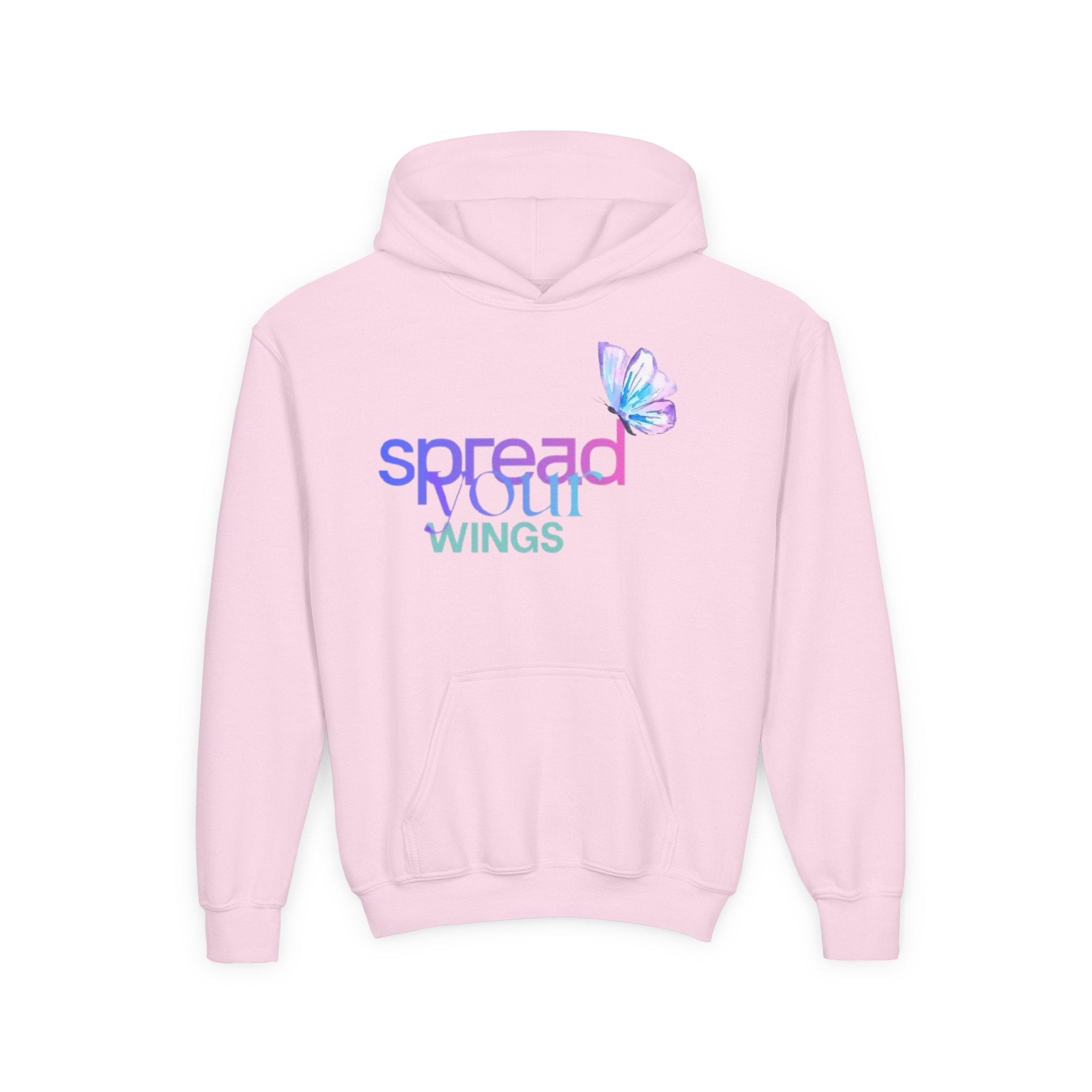 Spread Your Wings Youth Hoodie — Colorful Butterfly Graphic