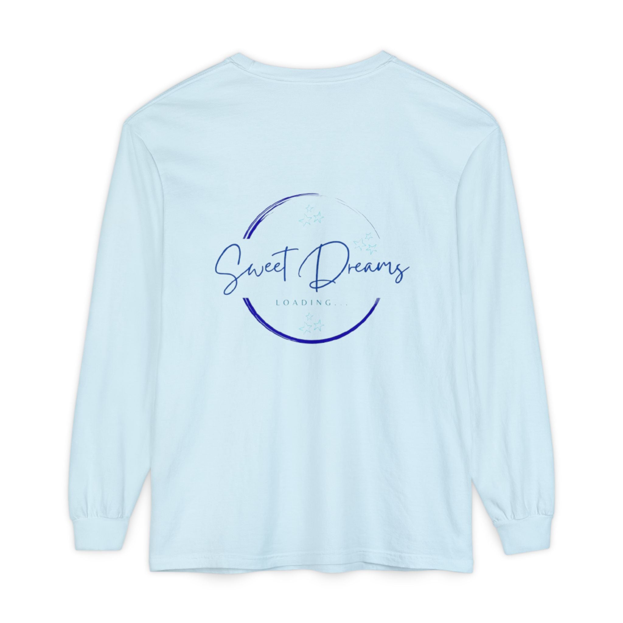 Unisex Dreamy Long Sleeve Tee, Sleep Shirt, Cozy Layer, Nightwear, Sweet Dreams, Moon Design, Relaxation Apparel