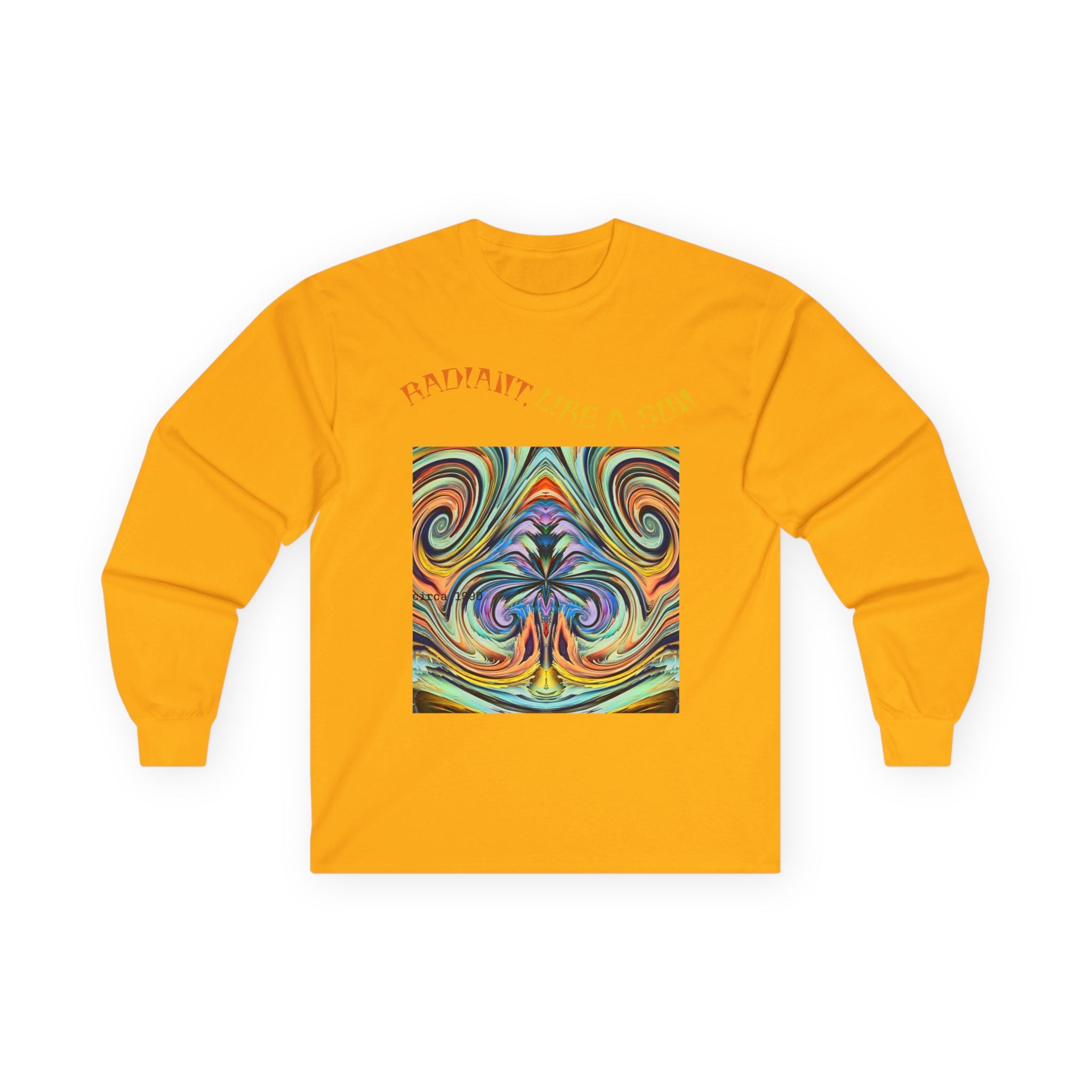 Radiant Vibes Long Sleeve Tee, Unisex Long Sleeve Shirt, Colorful Graphic Tee, Artistic Gift, Casual Wear, Boho Style