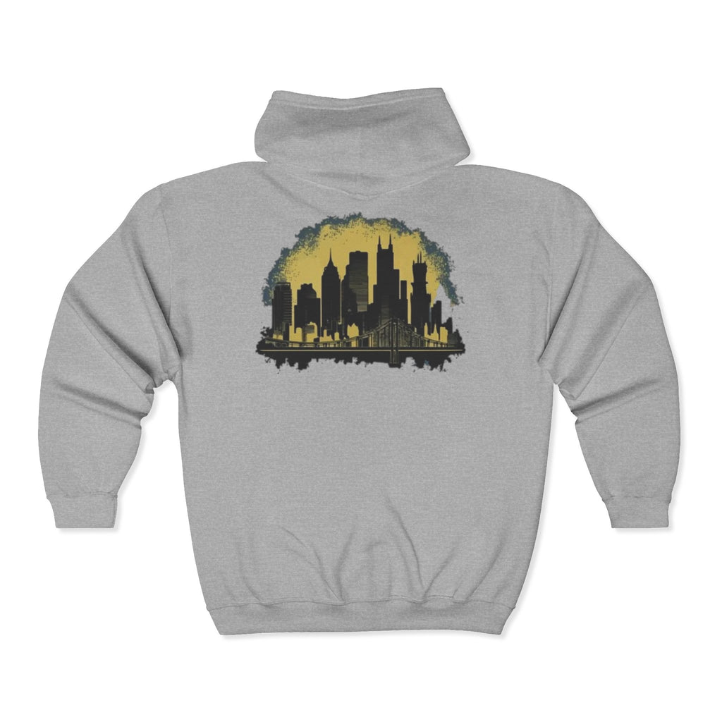 NYC Graphic Zip-Up Hoodie, Urban Fashion, Gift for City Lovers, Cozy Outerwear for Fall, Unisex Sweatshirt, Streetwear Essentials