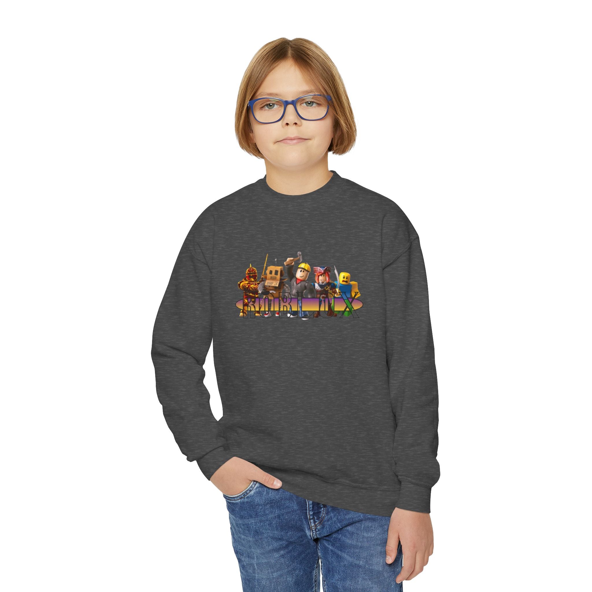 Youth Crewneck Sweatshirt - Fun Cartoon Characters Design