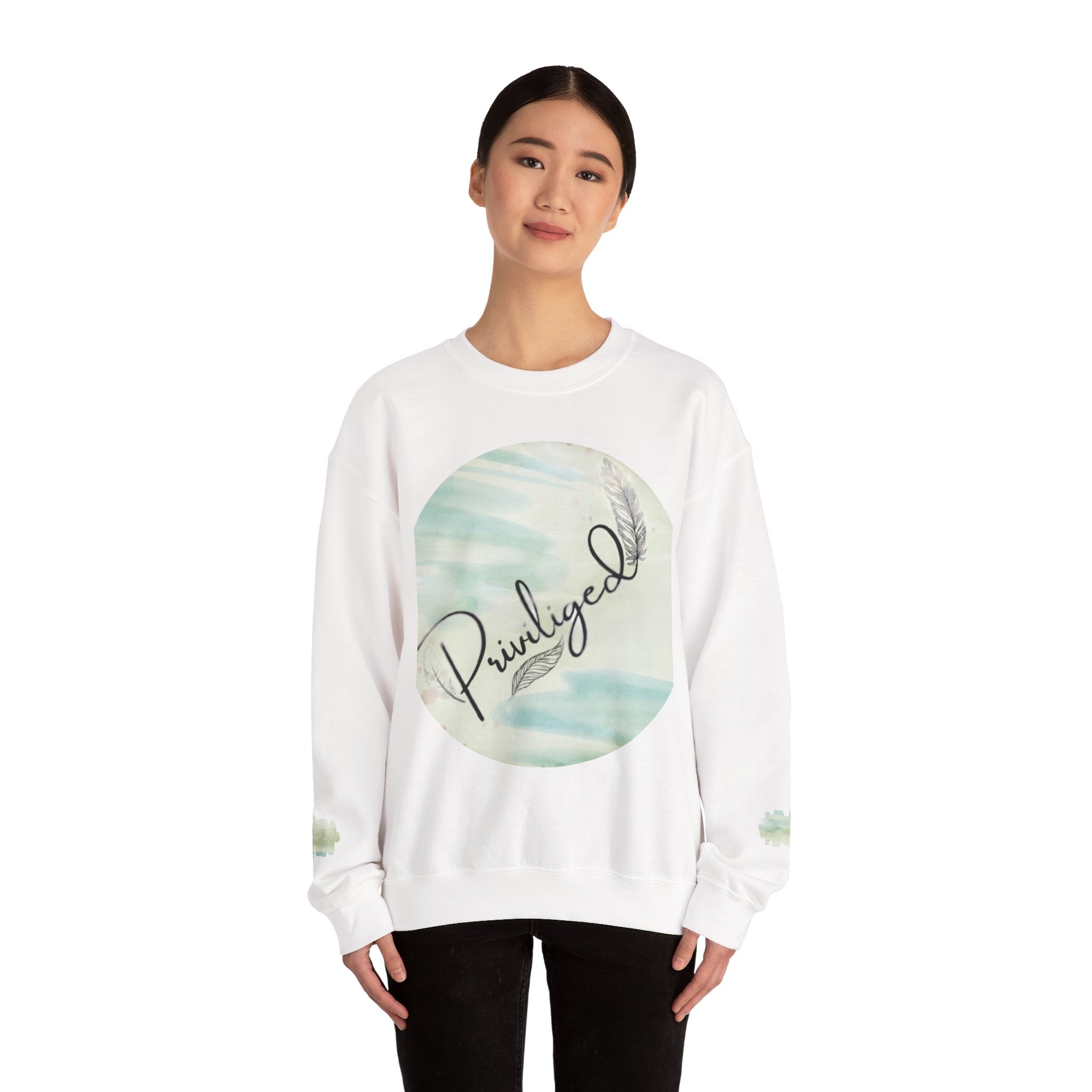 Chic Watercolor Crewneck Sweatshirt - Cozy Fashion, Unisex Design