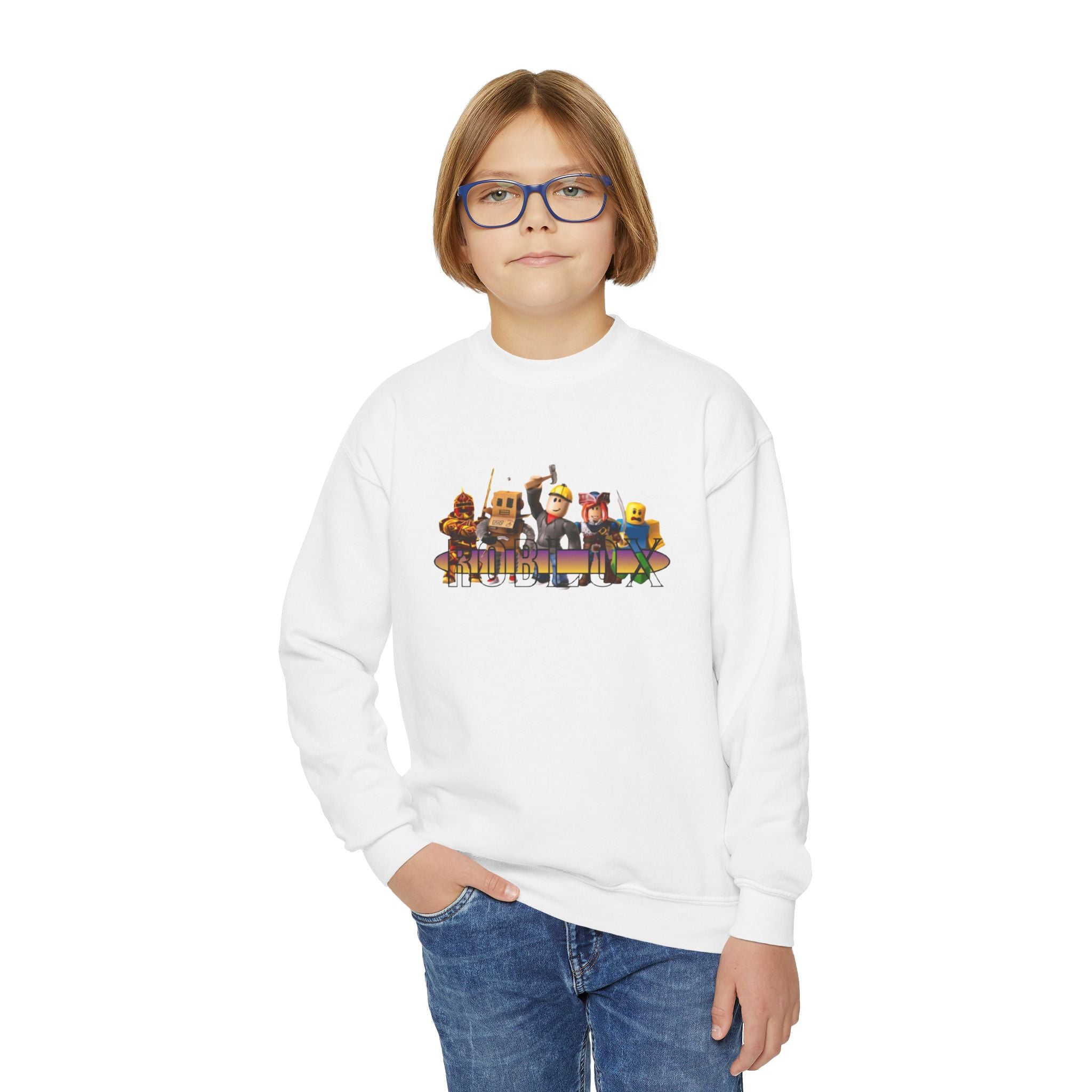 Youth Crewneck Sweatshirt - Fun Cartoon Characters Design