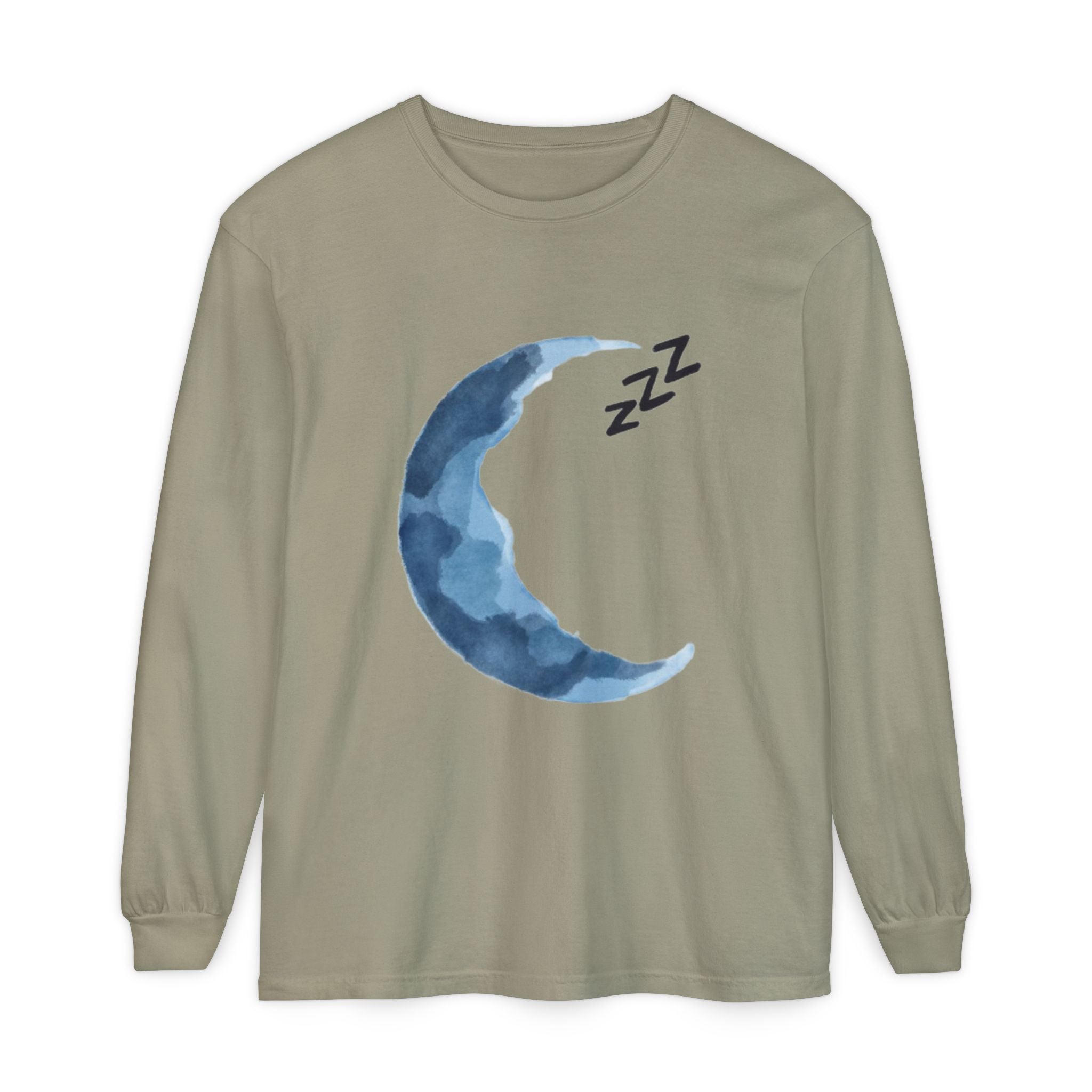 Unisex Dreamy Long Sleeve Tee, Sleep Shirt, Cozy Layer, Nightwear, Sweet Dreams, Moon Design, Relaxation Apparel