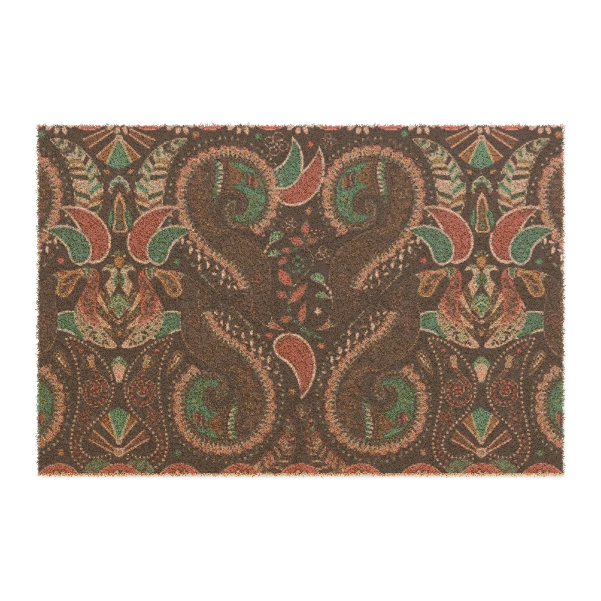 Paisley Pattern Coir Doormat — Rustic Autumn Front Door Mat