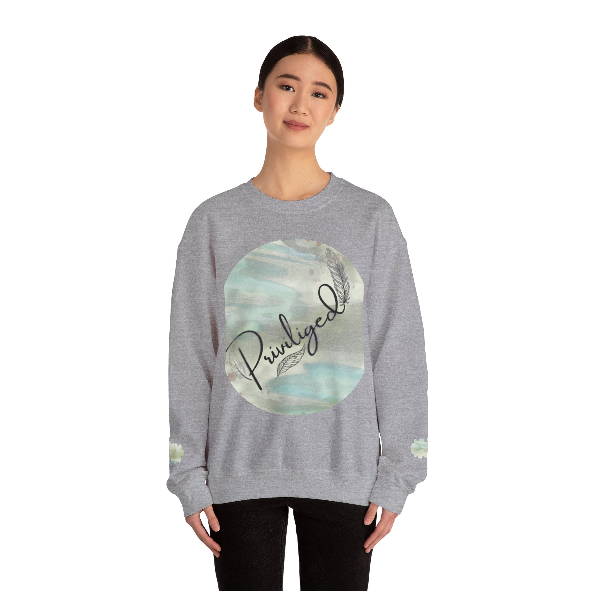 Chic Watercolor Crewneck Sweatshirt - Cozy Fashion, Unisex Design