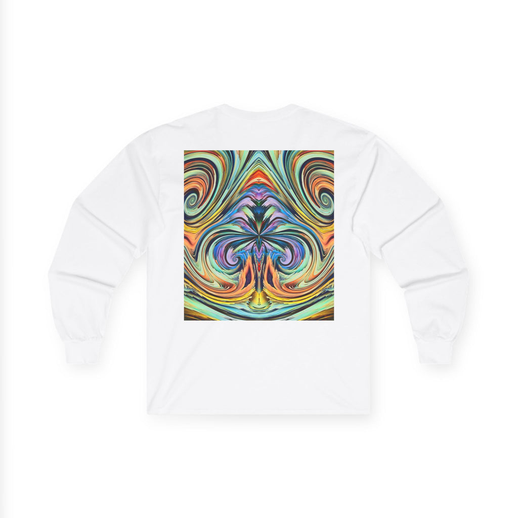 Radiant Vibes Long Sleeve Tee, Unisex Long Sleeve Shirt, Colorful Graphic Tee, Artistic Gift, Casual Wear, Boho Style