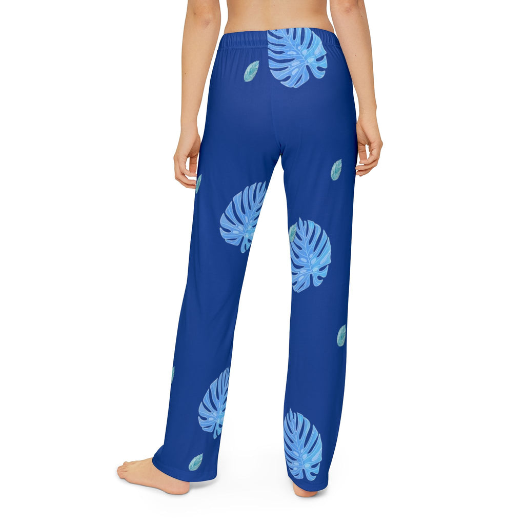 Kids Lounge Pants — Blue Monstera Leaf All-Over Print