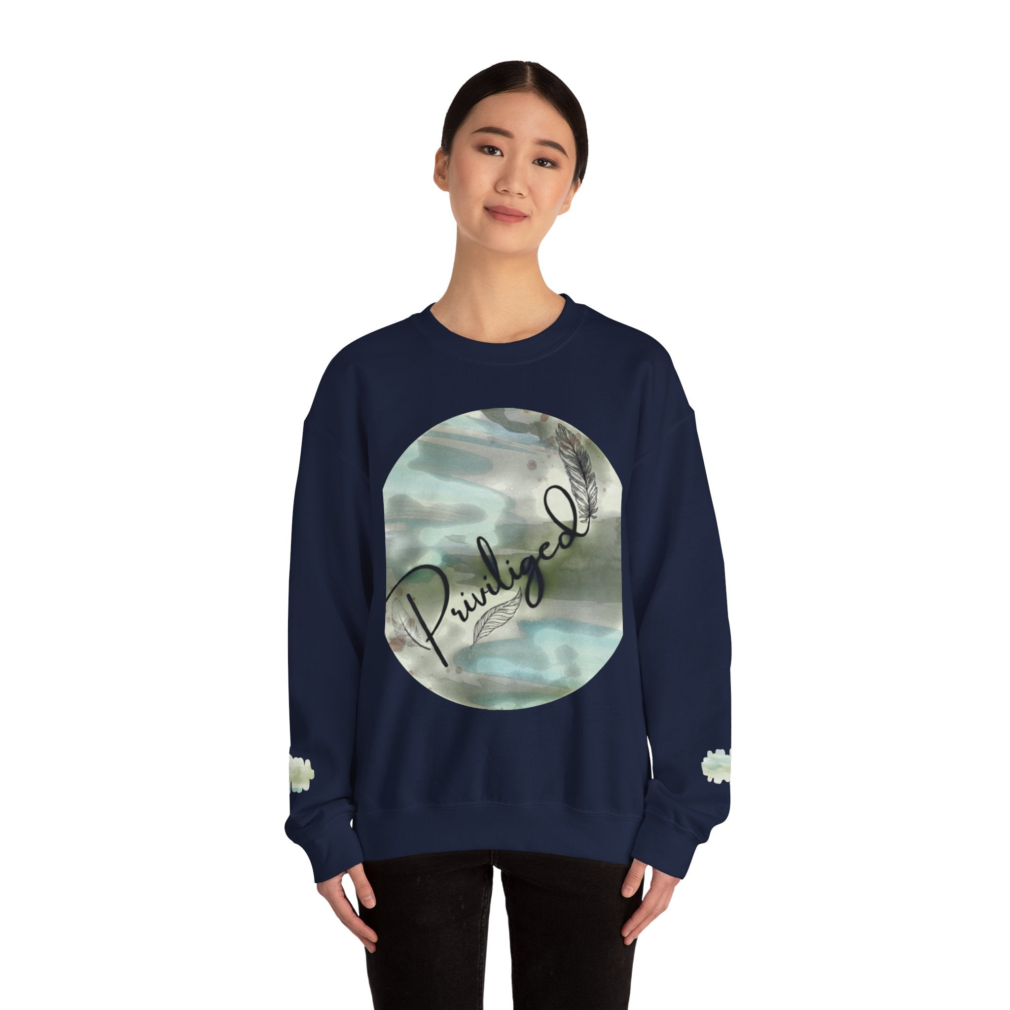 Chic Watercolor Crewneck Sweatshirt - Cozy Fashion, Unisex Design