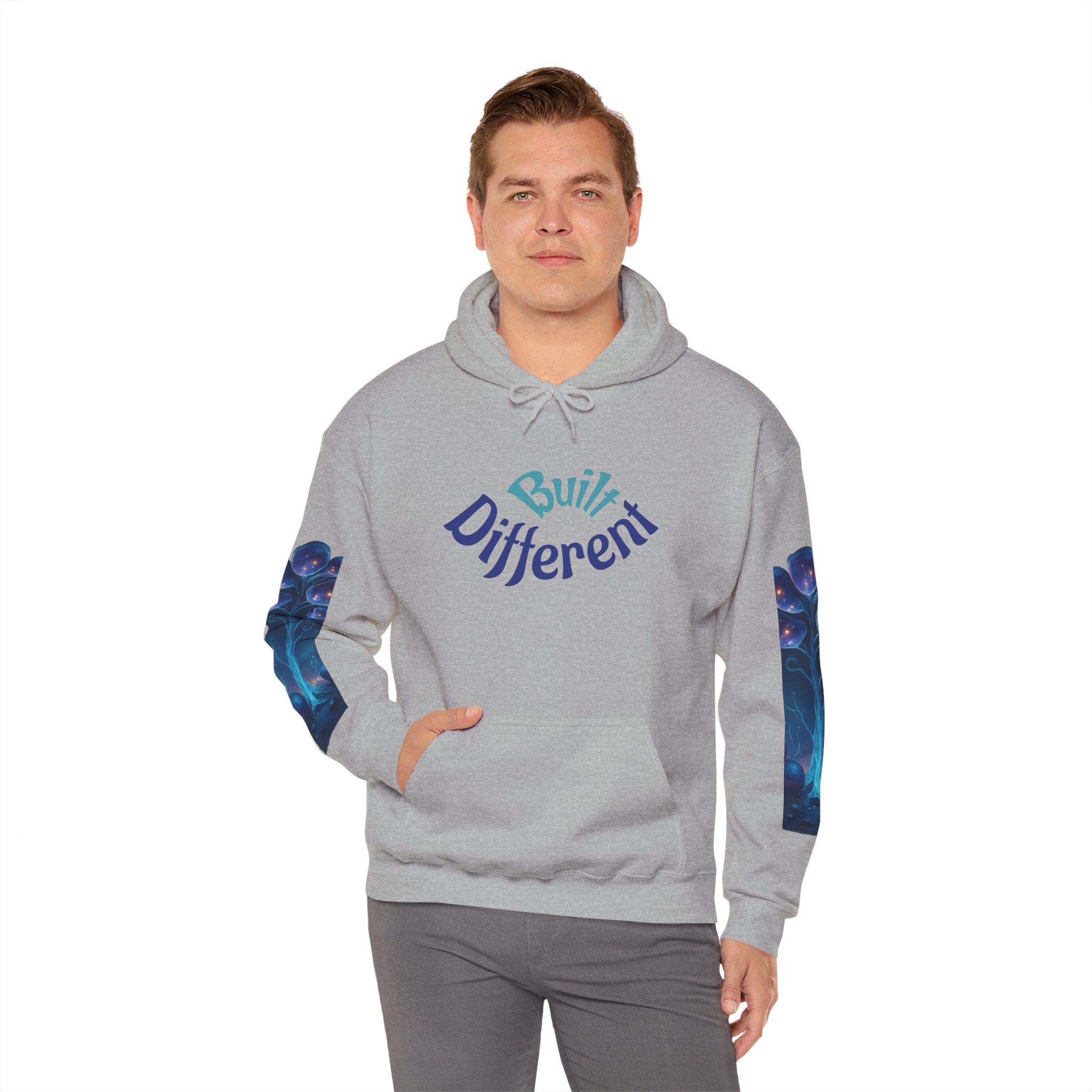 Unisex Heavy Blend Hooded Sweatshirt - Built Different, Cozy Hoodie, Trendy Sweatshirt, Gift for Him/Her, Casual Lounge Wear, Streetwear