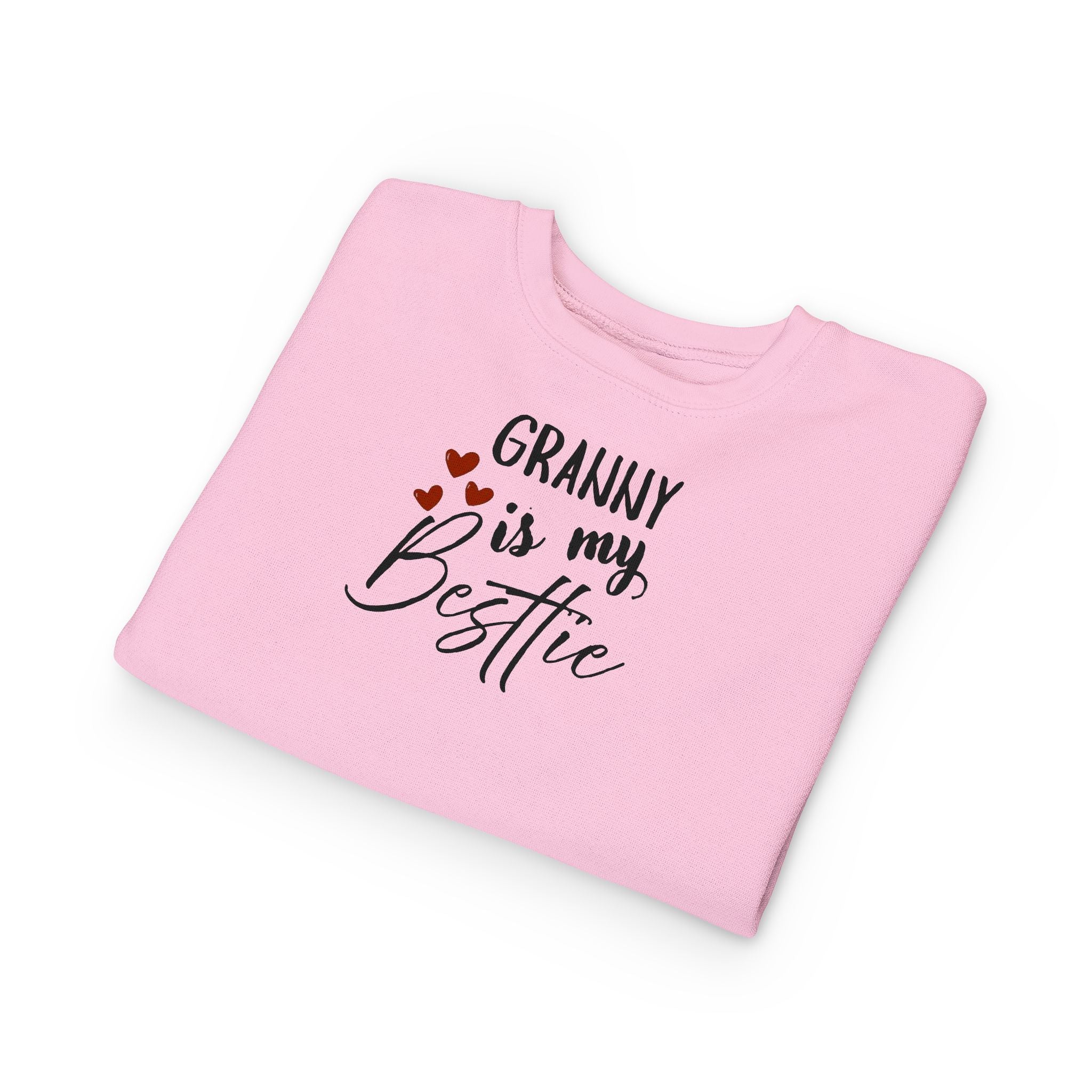 Toddler Sweatshirt - "Granny Is My Bestie" Cute Heart Sleeve Grandma Gift