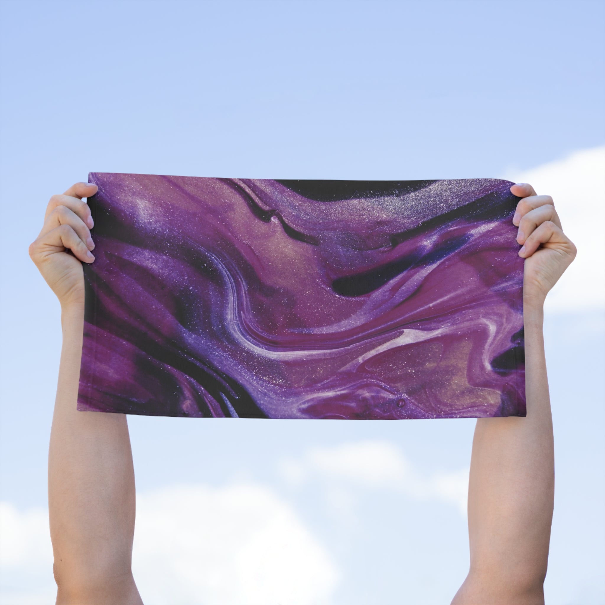 Purple Galaxy Rally Towel — 11x18 Swirl Sports & Fan Towel