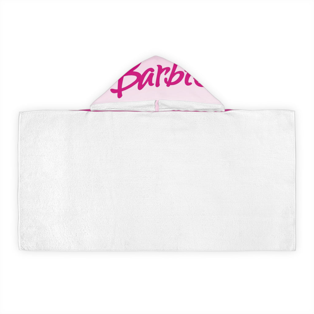 Barbie Logo Youth Hooded Towel — Pink Silhouette Beach & Pool Wrap for Kids