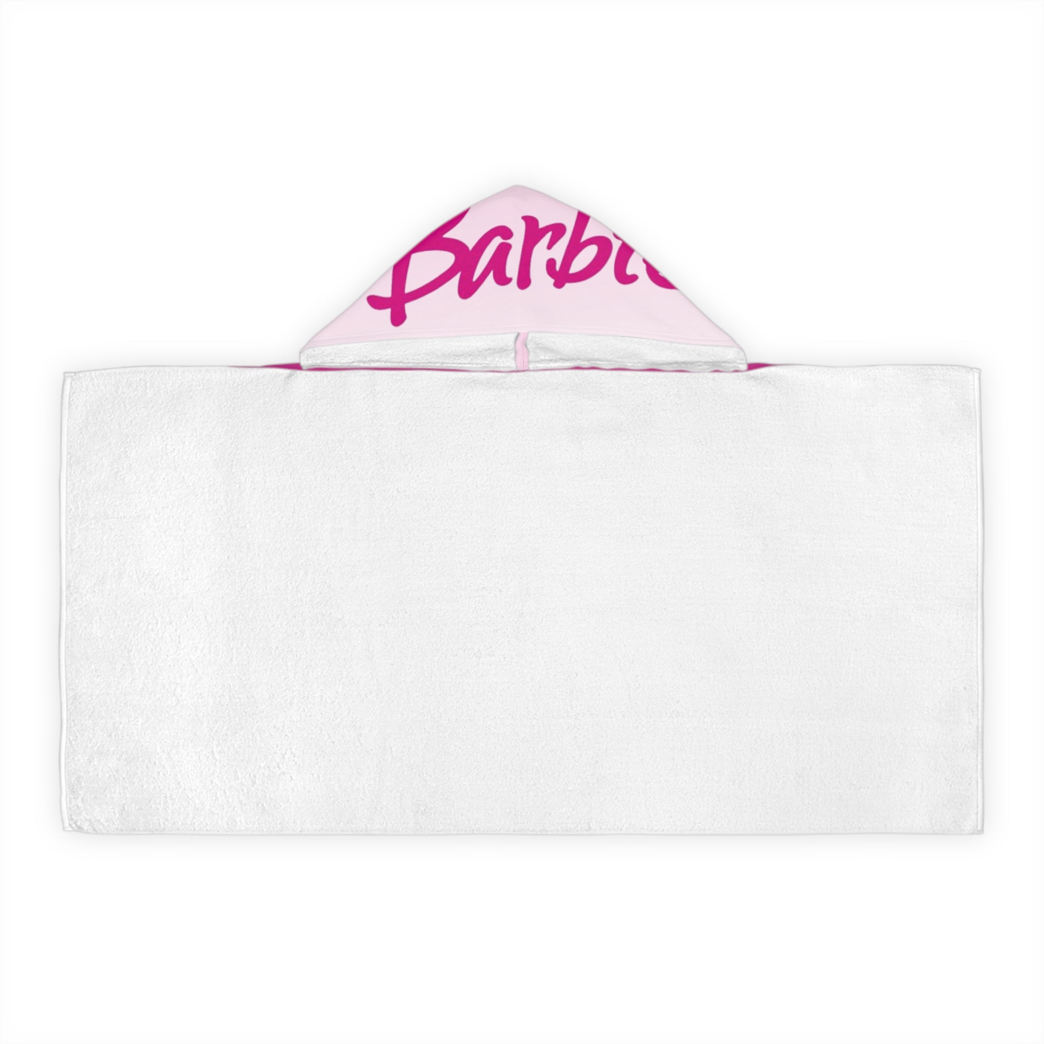 Barbie Logo Youth Hooded Towel — Pink Silhouette Beach & Pool Wrap for Kids