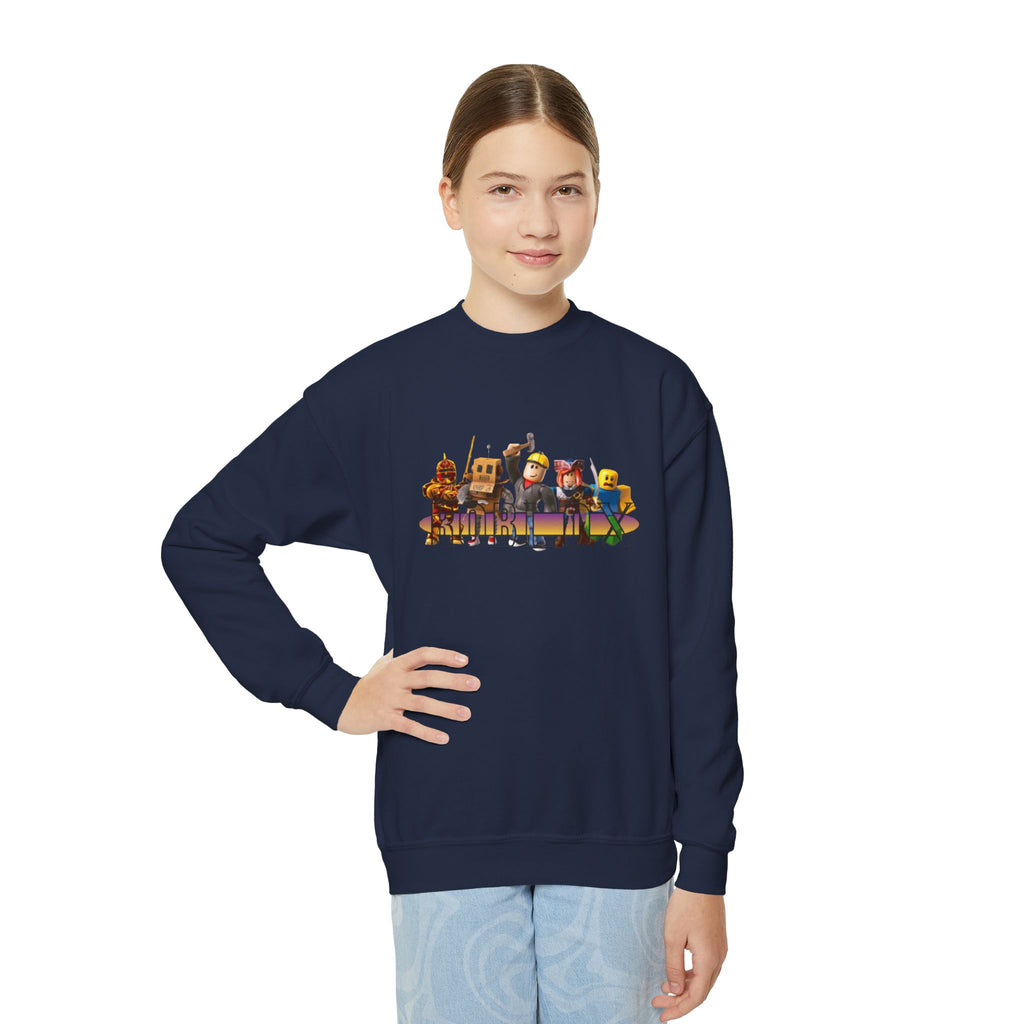 Youth Crewneck Sweatshirt - Fun Cartoon Characters Design