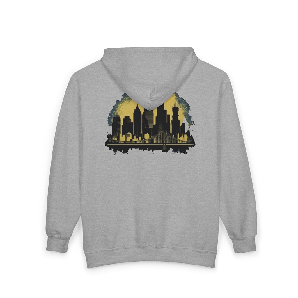 NYC Graphic Zip-Up Hoodie, Urban Fashion, Gift for City Lovers, Cozy Outerwear for Fall, Unisex Sweatshirt, Streetwear Essentials