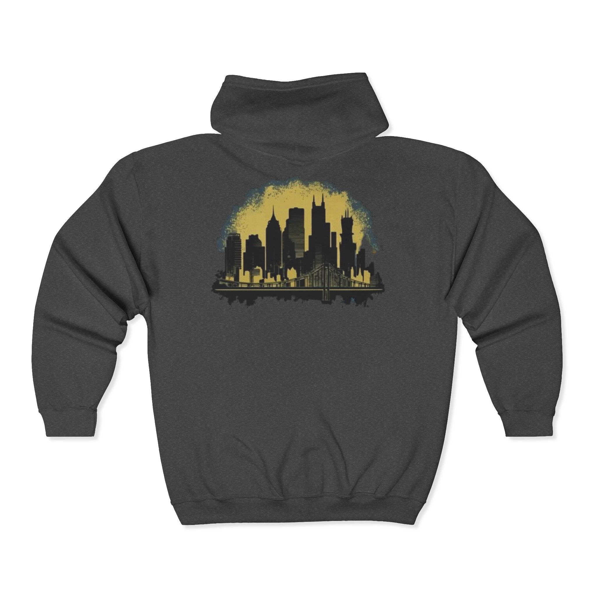 NYC Graphic Zip-Up Hoodie, Urban Fashion, Gift for City Lovers, Cozy Outerwear for Fall, Unisex Sweatshirt, Streetwear Essentials