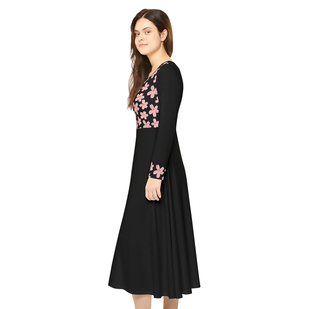 Floral Print Long Sleeve Dance Dress for Women