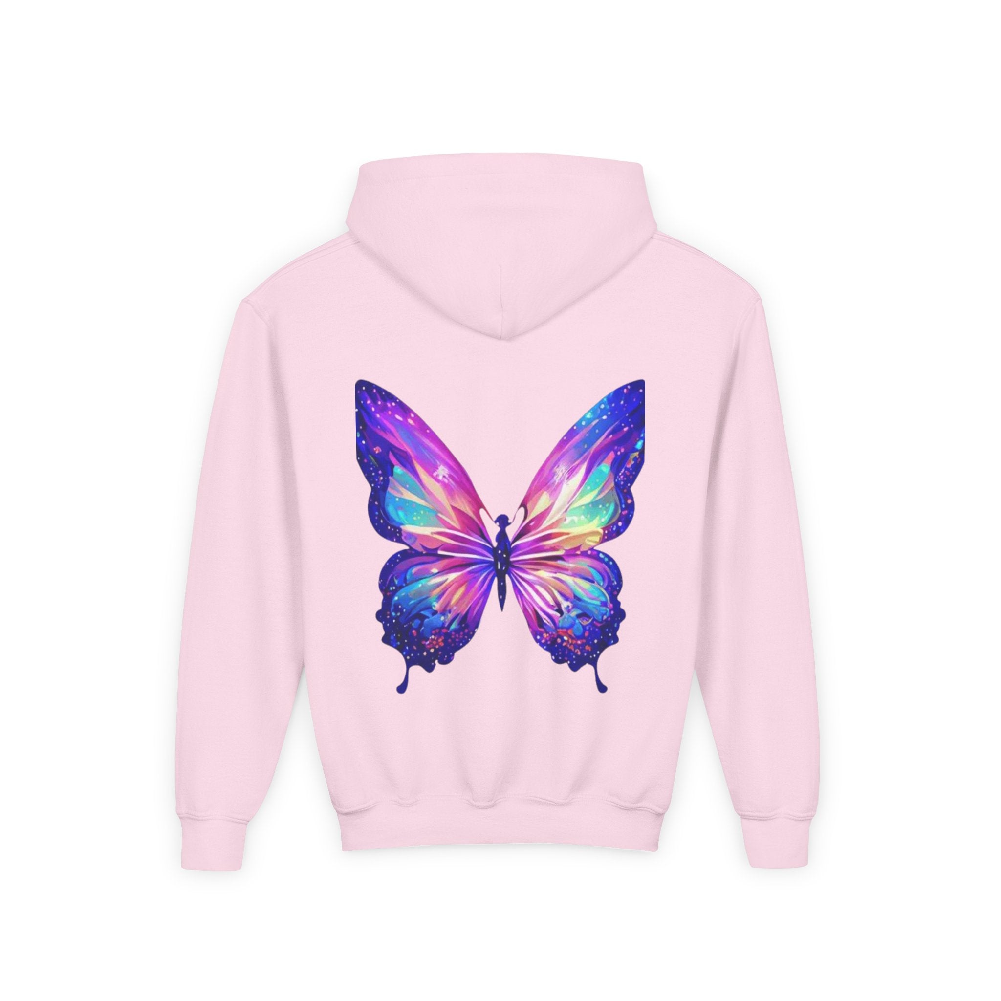 Spread Your Wings Youth Hoodie — Colorful Butterfly Graphic
