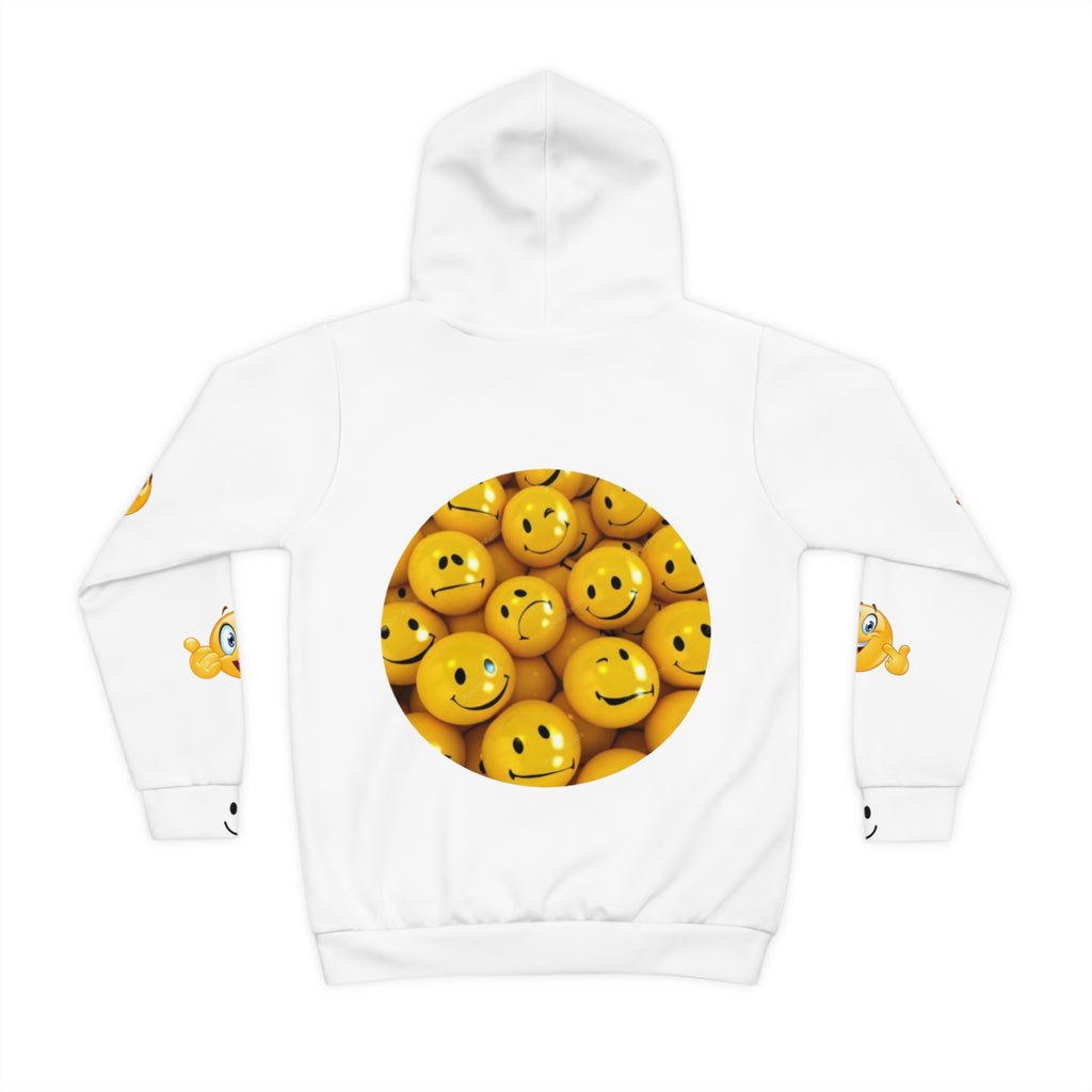 Kids Hoodie — Yellow Smiley Face Graphic "Wear a Smile"