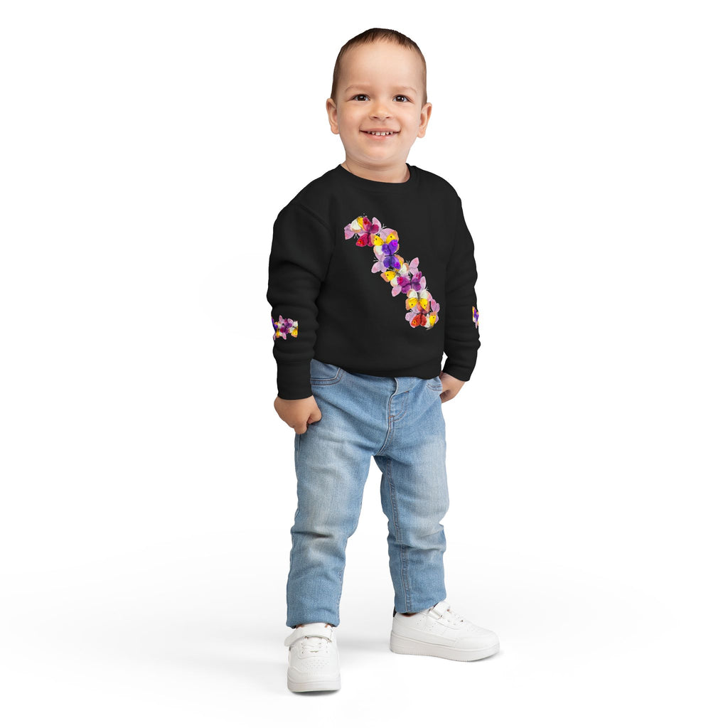 Toddler Sweatshirt — Orange Monarch Butterfly Crewneck (Cute Kids Nature Top)