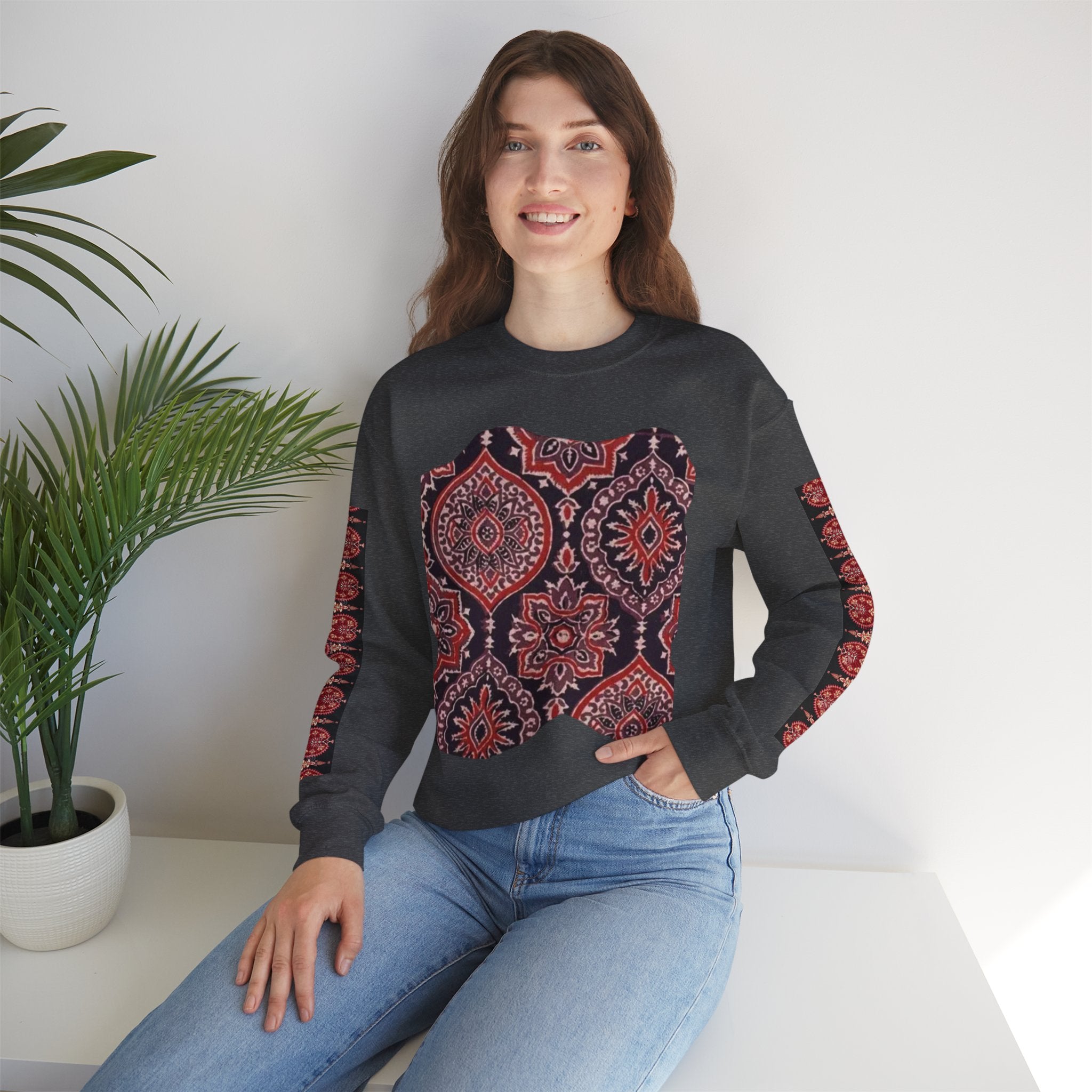 Stylish Boho Crewneck Sweatshirt - Cozy Layer, Unisex Fashion, Fall Essential, Unique Gift, Casual Lifestyle