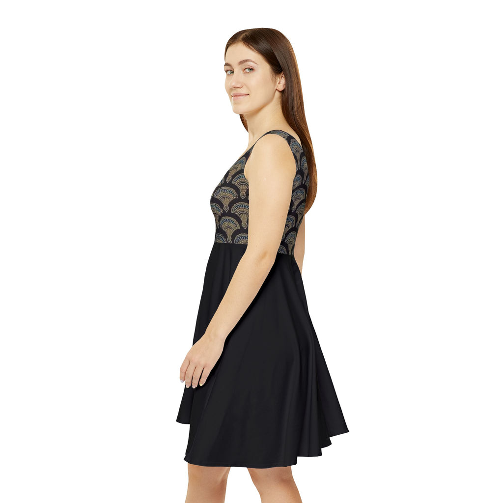 Boho Chic Women's Skater Dress | Elegant AOP Pattern for Casual & Party Wear