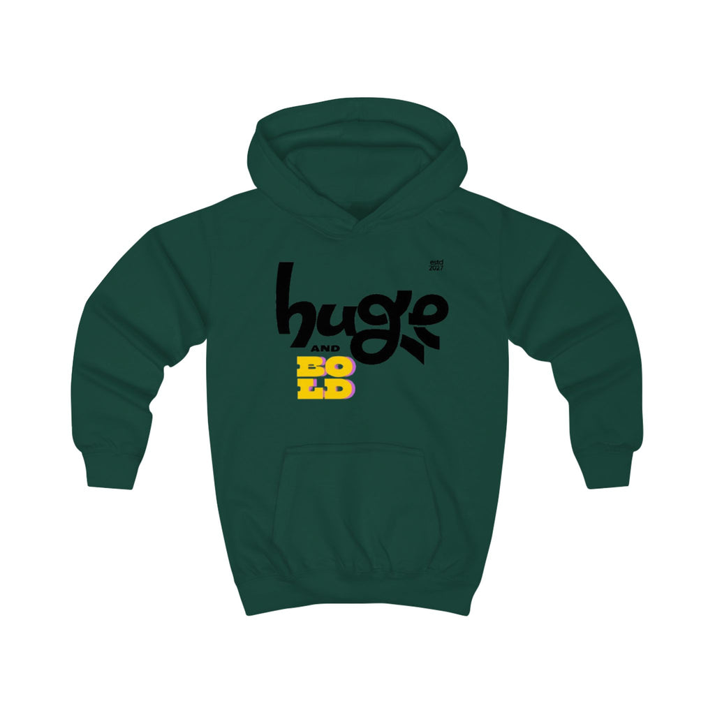 Kids Hoodie "Huge and Bold" Graphic Pullover — Playful Retro Streetwear for Boys & Girls