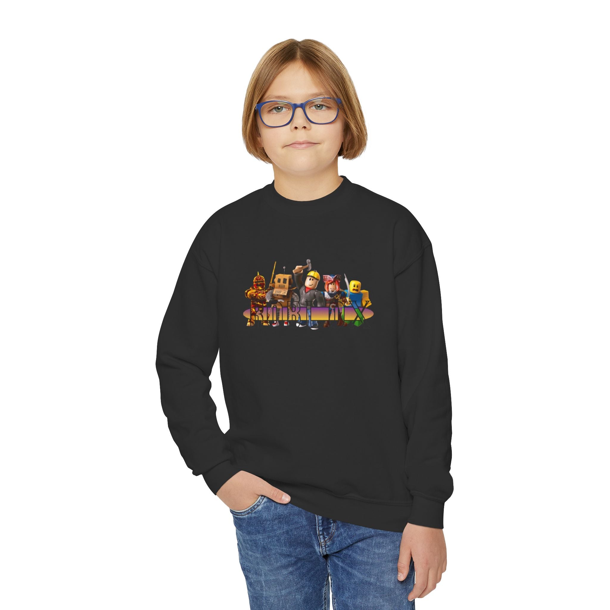 Youth Crewneck Sweatshirt - Fun Cartoon Characters Design