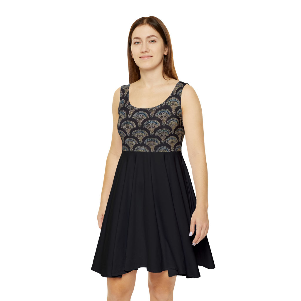 Boho Chic Women's Skater Dress | Elegant AOP Pattern for Casual & Party Wear