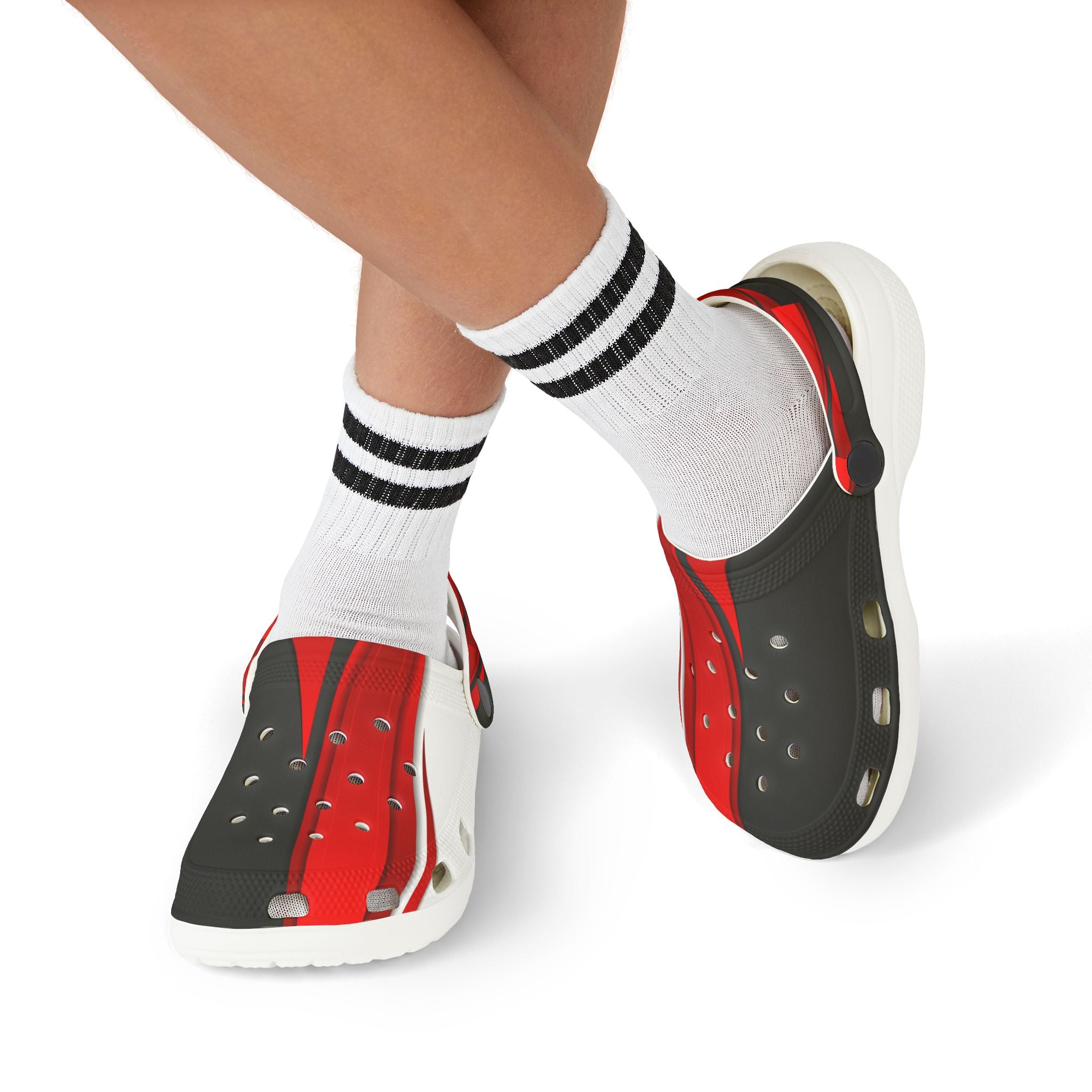 Stylish Kid's EVA Foam Clogs - Trendy Red & Black Design