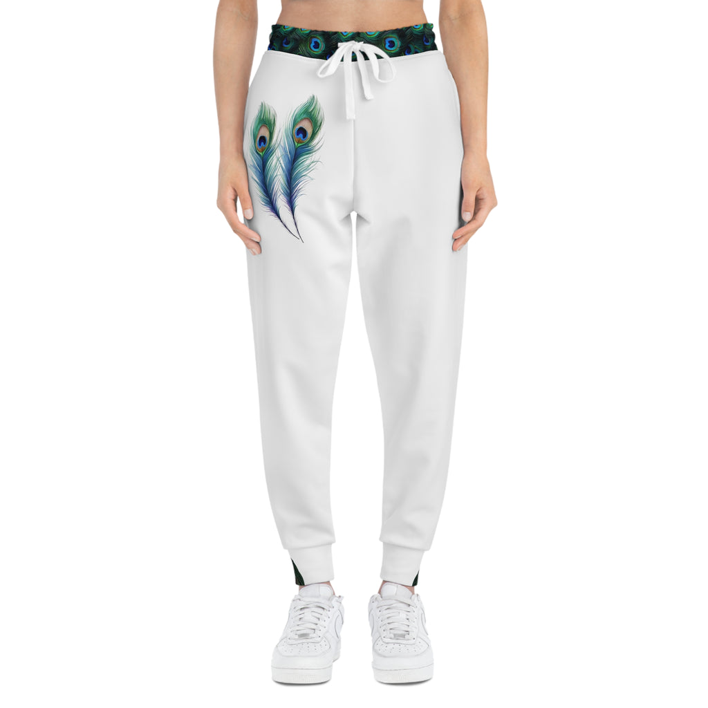 Peacock Feather Athletic Joggers, Comfortable Joggers for Gym, Casual Wear, Unique Gift for Fitness Lovers, Trendy Loungewear