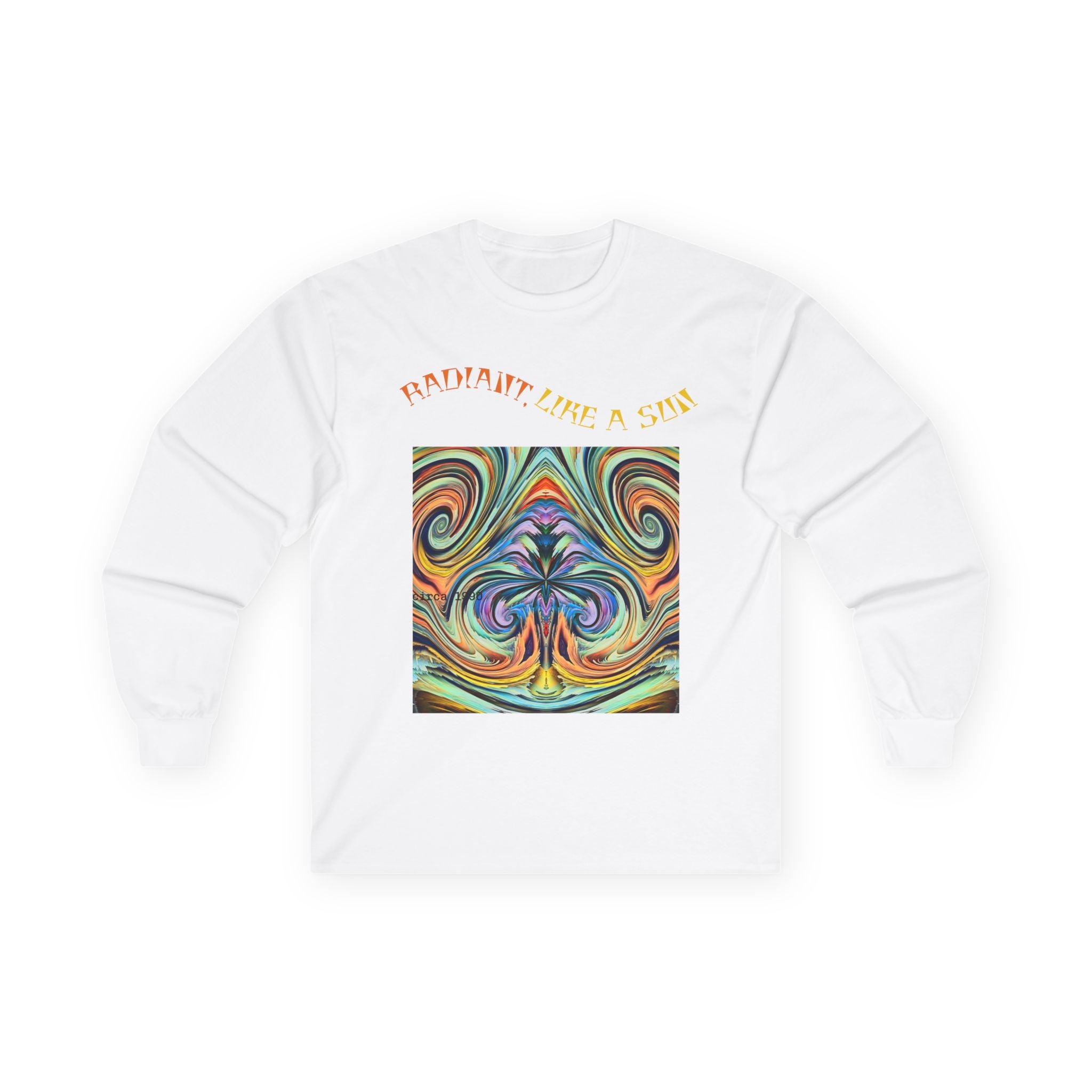 Radiant Vibes Long Sleeve Tee, Unisex Long Sleeve Shirt, Colorful Graphic Tee, Artistic Gift, Casual Wear, Boho Style