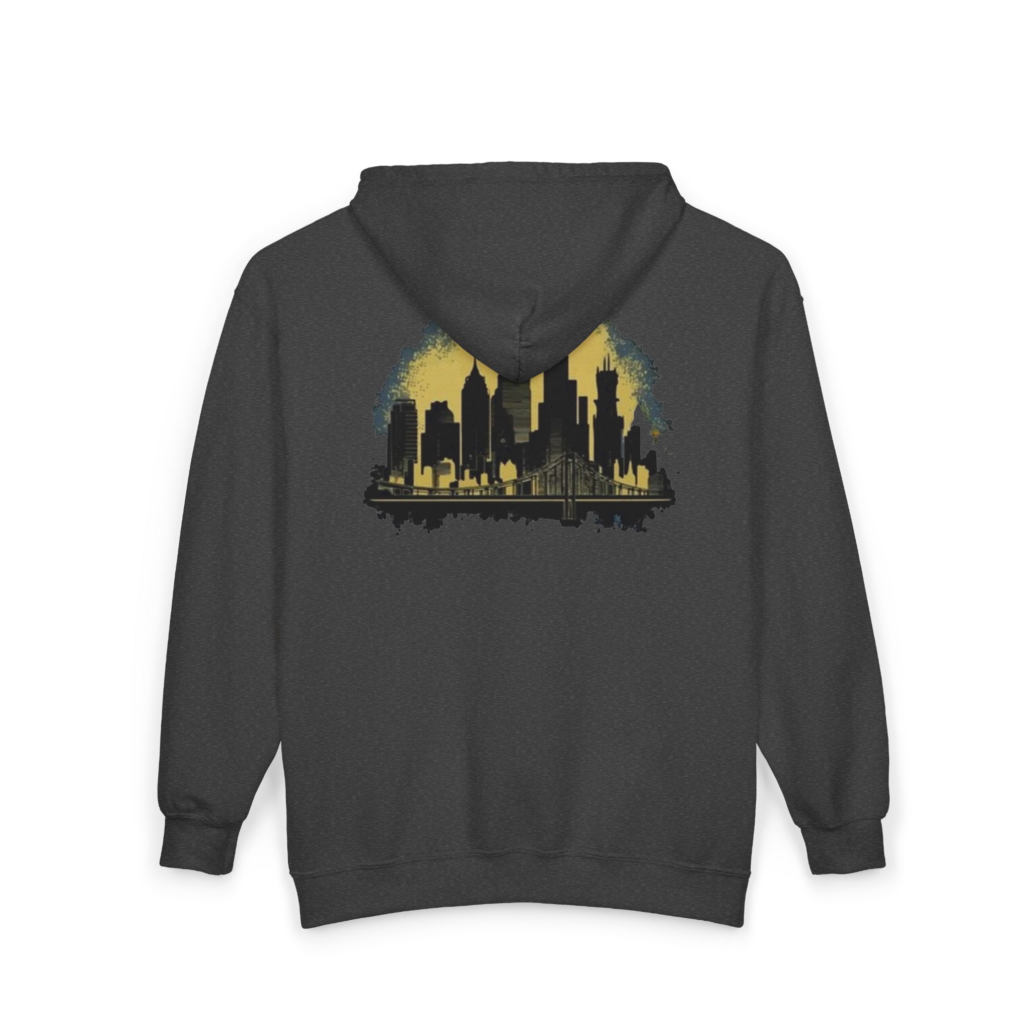 NYC Graphic Zip-Up Hoodie, Urban Fashion, Gift for City Lovers, Cozy Outerwear for Fall, Unisex Sweatshirt, Streetwear Essentials