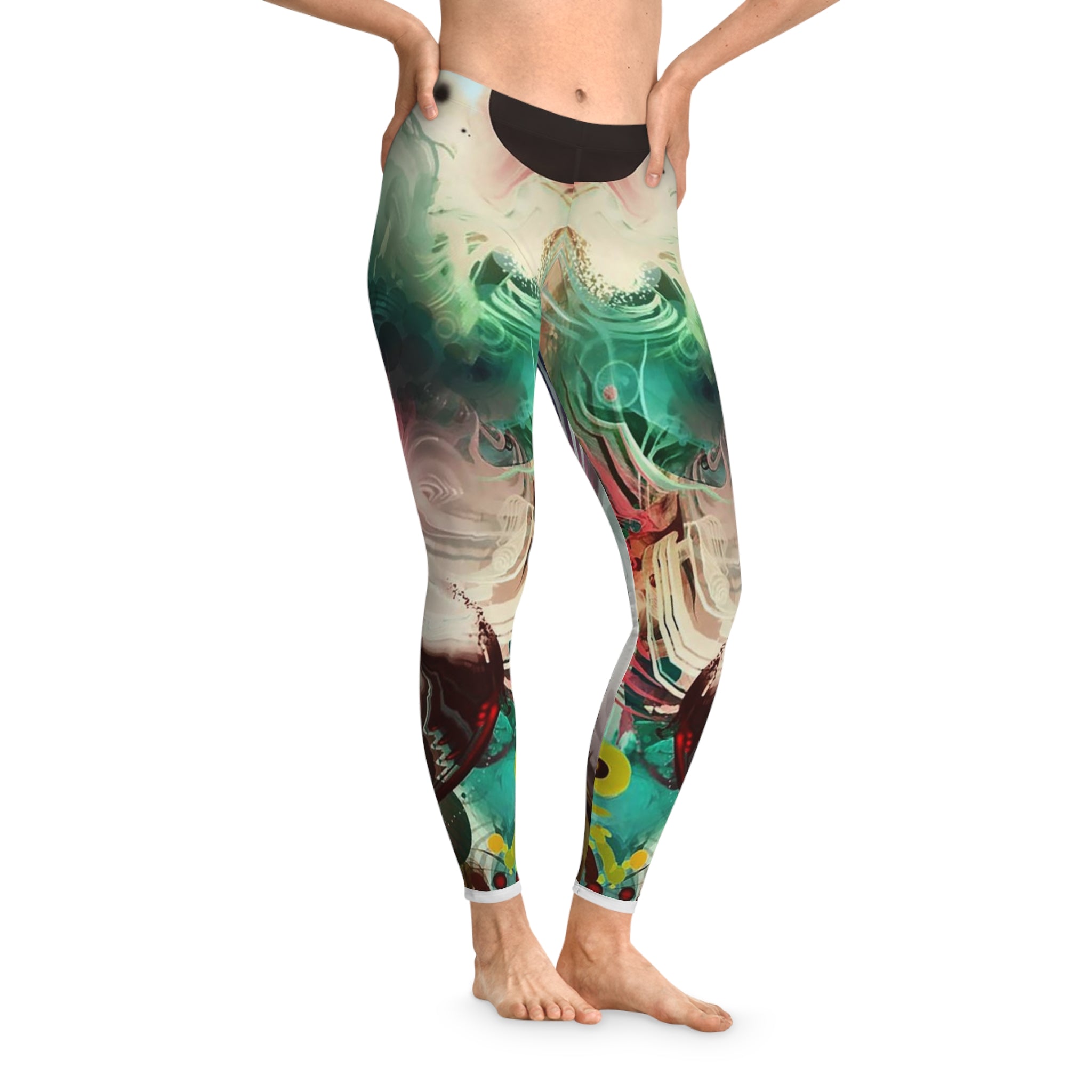 Vibrant Stretchy Leggings, Colorful Activewear, Fitness Fashion, Workout Leggings, Artistic Gym Wear, Casual Style
