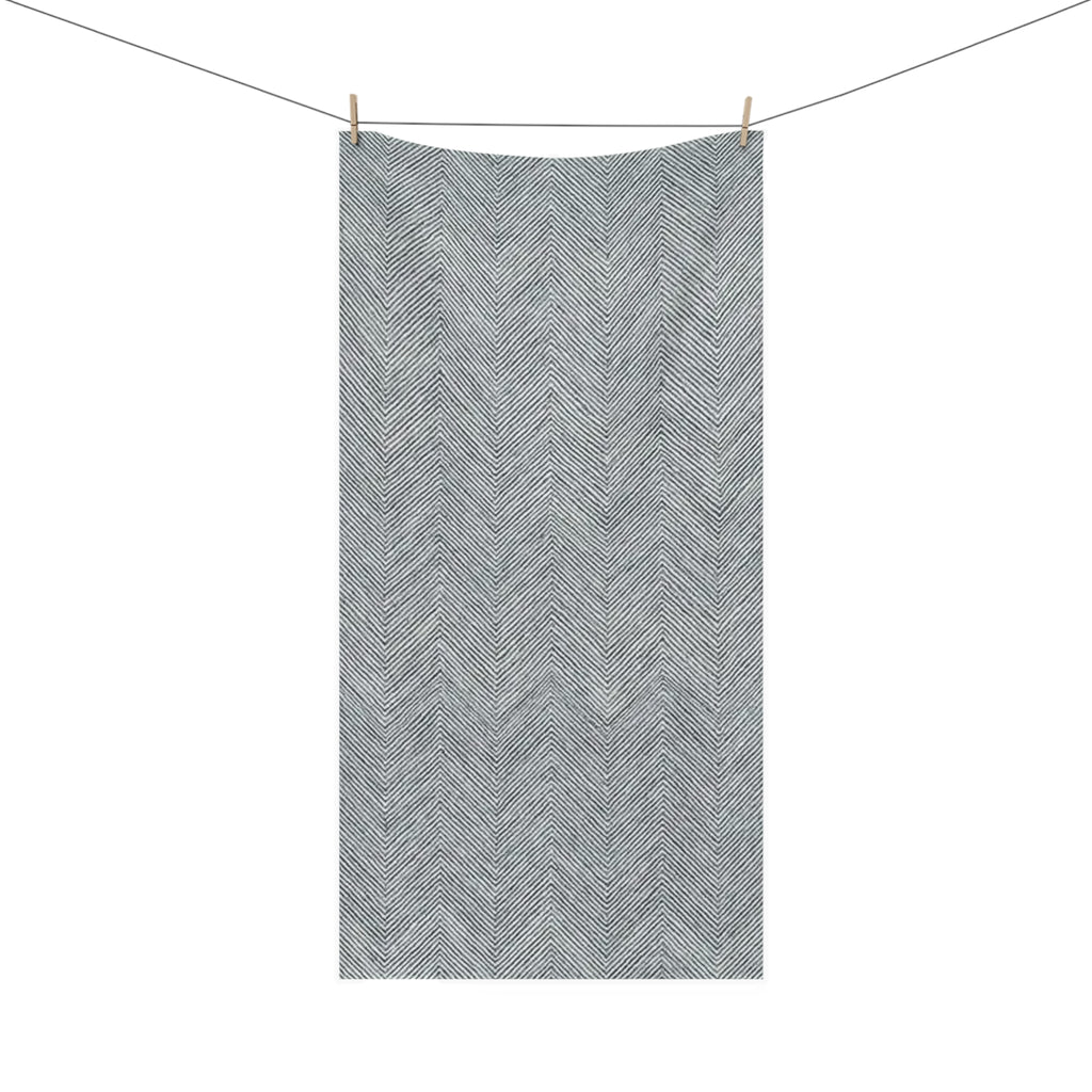 Grey Chevron Cotton Towel — Soft Mink-Cotton Bathroom & Beach Towel