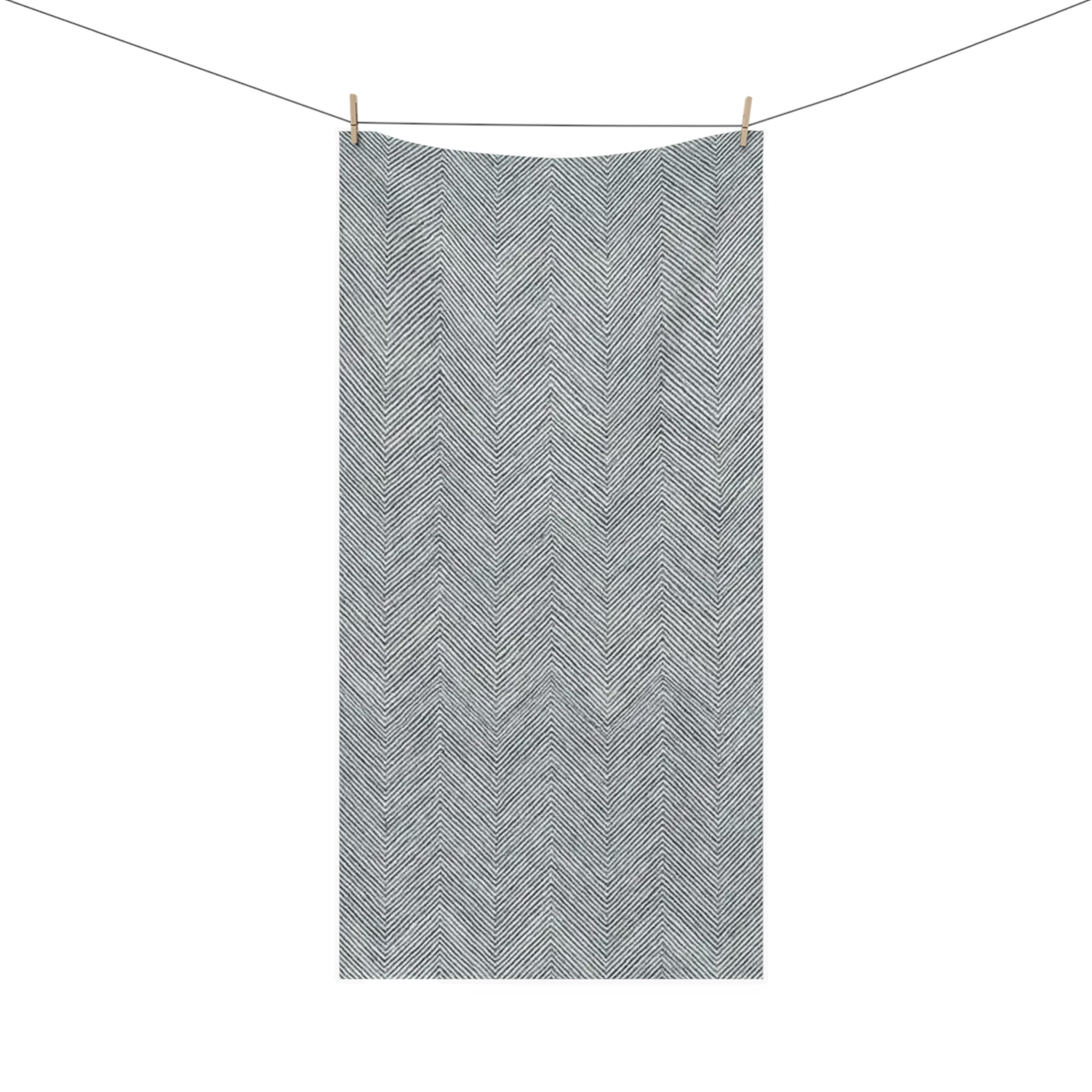 Grey Chevron Cotton Towel — Soft Mink-Cotton Bathroom & Beach Towel